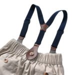 Boys Formal Stripe Shirt and Beige Shorts with bow and suspender belt set - Formal Set for boys - Image 10