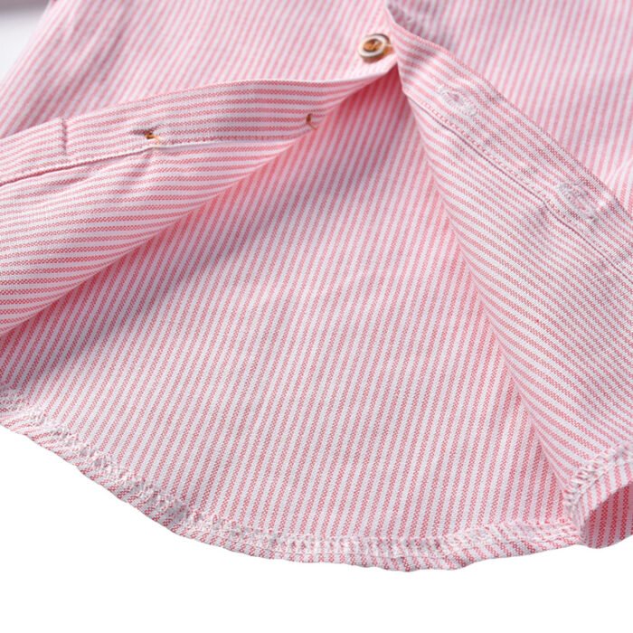 Boys Formal Stripe Shirt and Beige Shorts with bow and suspender belt set - Formal Set for boys - Image 4