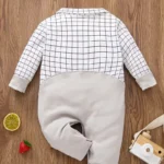 Boys Stylish Formal Look Checkered top grey with bow romper - Onesie for boys - Image 2