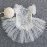 New Born Photography outfit Girl Lace White Romper Photoshoot dress for Newborn - Image 3