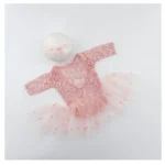 New Born Photography outfit Girl Lace Pink Romper Photoshoot dress for Newborn
