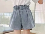 Girls Stylish Pearl appliqued Faded Denim Shorts - Image 3