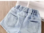Girls smart and new trend Bow appliqued faded Denim Shorts Up to 9 Years - Image 5
