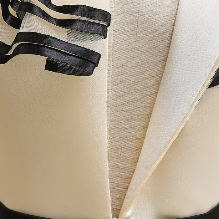 Girls Classy Sleeveless Black Bordered Beige Party Dress Frock Gown - Image 5