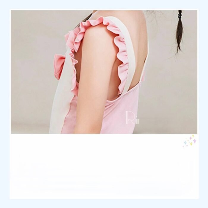 Stylish one-piece White Pink Bow Girls Swimsuit Beach wear for girls - Image 3