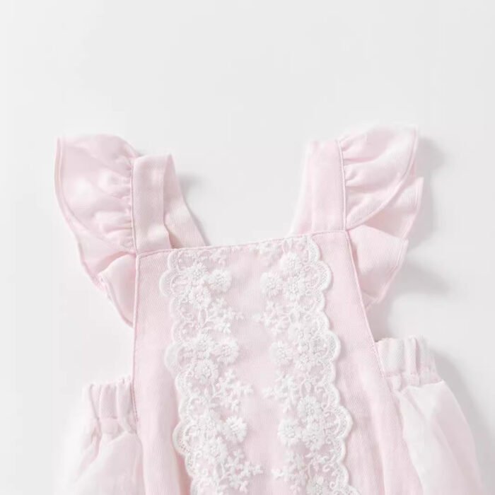 Baby Girls Pink Lace Romper Onesie - Image 4