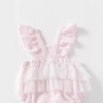 Baby Girls Pink Lace Romper Onesie - Image 3