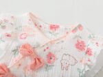 Girls Muslin Cloth White floral print romper Jumpsuit with matching head band - Image 5