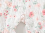 Girls Muslin Cloth White floral print romper Jumpsuit with matching head band - Image 7