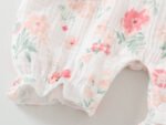 Girls Muslin Cloth White floral print romper Jumpsuit with matching head band - Image 8