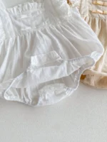 Girls Solid White Lace Cotton Romper - Elegant Onesie for baby girl - Image 6