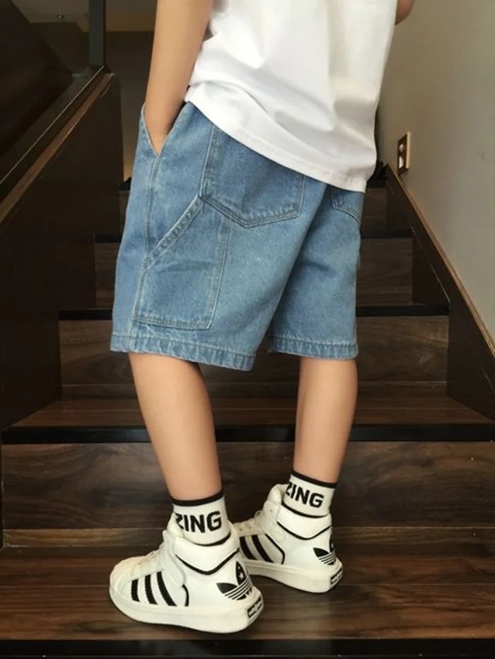 Boys Stylish and cool Strap in pocket Blue denim shorts - Image 2