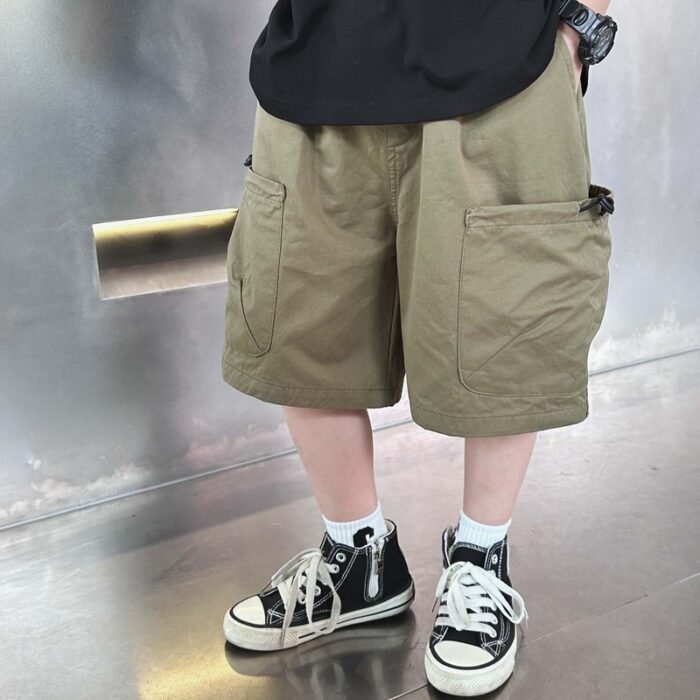 Cool Boys Stylish Dark Beige Cargo Short Pants Shorts - Image 2