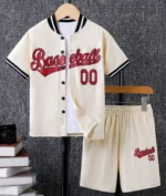Boys Sportswear Baseball Text Dry Fit Sports Jersey and shorts set