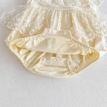 Off-White Sheer Lace Romper for Infant Girls | Baby Wear - Image 2