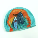 Kids Swim wear Shark Print Green Orange Swimsuit with swimming cap - Image 7