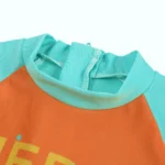 Kids Swim wear Shark Print Green Orange Swimsuit with swimming cap - Image 5