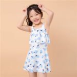 Children's One Piece Swimsuit beach wear blue fruit design swimsuit for girls 6-9 Years - Image 2