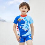 Boys Dino Print Blue Swimsuit Two-piece set | Kids Swimwear