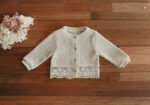 Off-White Lace Full-Sleeve Cardigan for Girls | Kids light Winter Wear