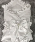 Exclusive wrap Big Bow Sash Infant Swaddles - White - Image 6