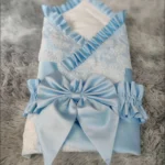 Exclusive wrap Big Bow Sash Infant Swaddles - Blue