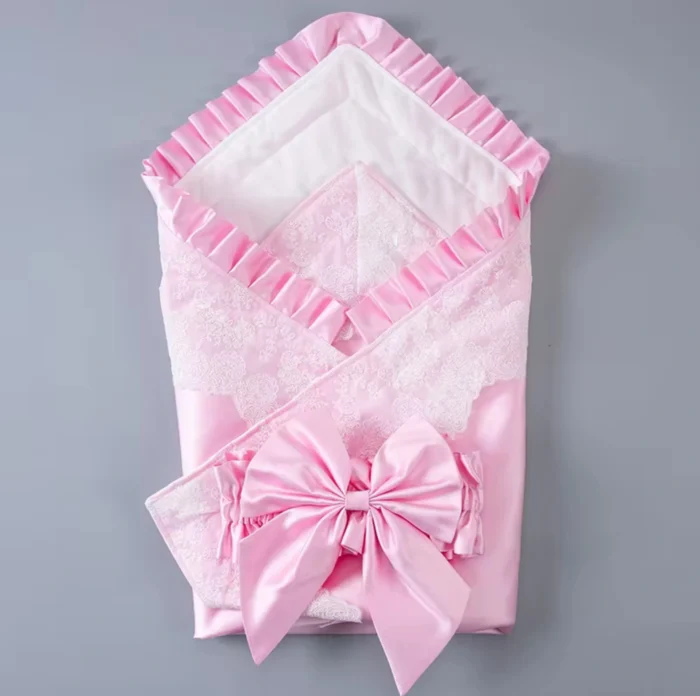 Exclusive wrap Big Bow Sash Infant Swaddles - Pink - Image 4