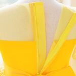 Yellow Girls Sequin Bow Tulle Puff Sleeves Princess Party Dress , Yellow birthday dress - Image 5