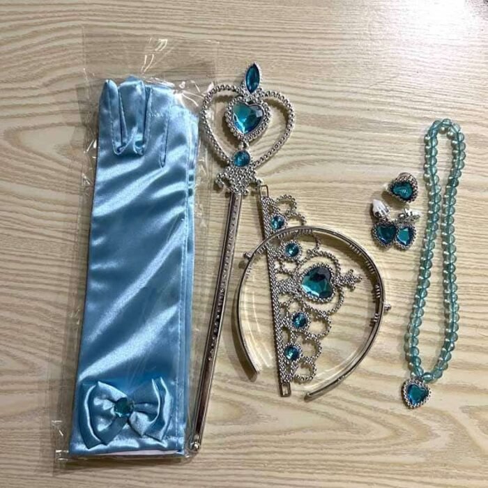 Elsa & Anna Princess Dress-Up Accessories Set for Girls – Gloves, Wand, Crown, Tiara, Ring & Necklace - Image 3