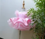 Girls Satin Ball Gown Princess Tulle Layered Tutu Dress for Wedding and Birthday Party solid ruffles dress - Image 6