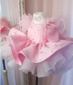 Girls Satin Ball Gown Princess Tulle Layered Tutu Dress for Wedding and Birthday Party solid ruffles dress - Image 2