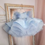 Girls Satin Ball Gown Princess Tulle Layered Tutu Dress for Wedding and Birthday Party solid ruffles dress - Image 4