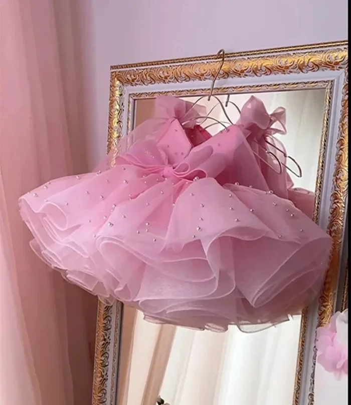 Children's Birthday Princess Dress Pearls Sleeveless Puffy Ball Gown - Image 2