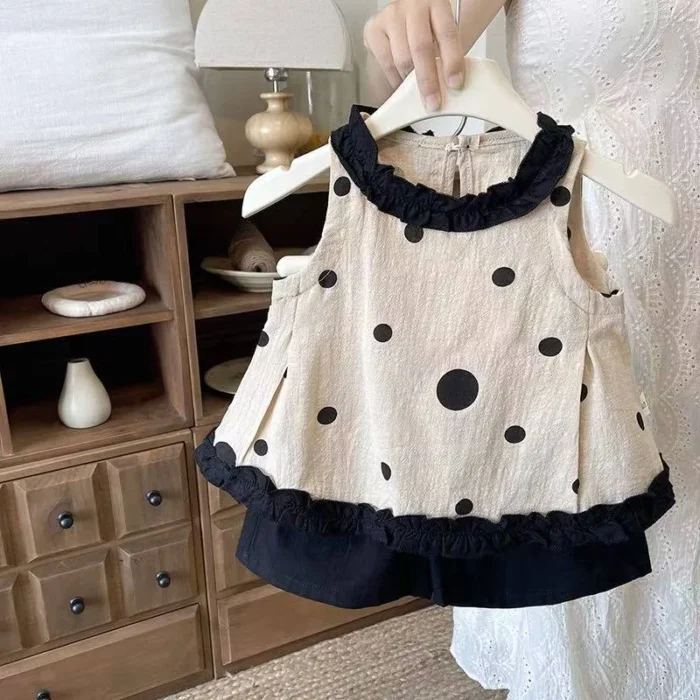 New Gen Girls' Summer Boutique Polka Dot Top and Shorts Outfit - Image 4