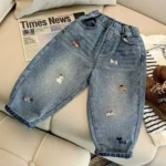 Boys' Fashion Pencil Jeans with Cartoon Design - Kid's Denim Pants - Image 2