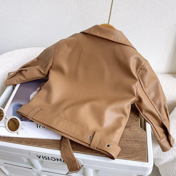 Boys & Girls PU Leather Zipper Biker's Jacket – Unisex Casual Outerwear - Image 4