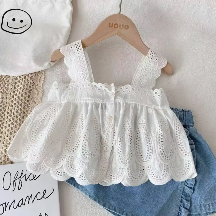 Girls' Trendy Summer Sleeveless Top & Shorts Set - Image 2