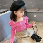 Baby Girls' Korean Style Puff Sleeve Blouse – Spring Full Sleeves