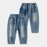 Boys' Baggy Denim Jeans – Comfortable Fit Pants-Blue