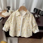Baby Boys' Long Sleeve Cartoon & Text Print Casual Shirt