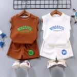 Korean Fashion Kids Boys Sleeveless Top and Shorts Set - Image 3