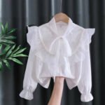 Lace Long-Sleeve Base Layer Shirt for Girls – Korean-Style Top for Children - Image 2