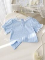 Girls Summer Lace Short Sleeve T-Shirt & Skirt Pants Two-Piece Set – Baby Fashion Outfit - Image 4