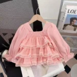 Korean fashion Girls' Elegant Lace Blouse with Denim Jeans Set - Image 2