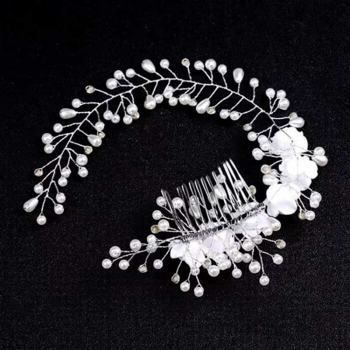 Children’s Beaded Pearl and Diamond Hairband for Weddings & Special Occasions - Image 3