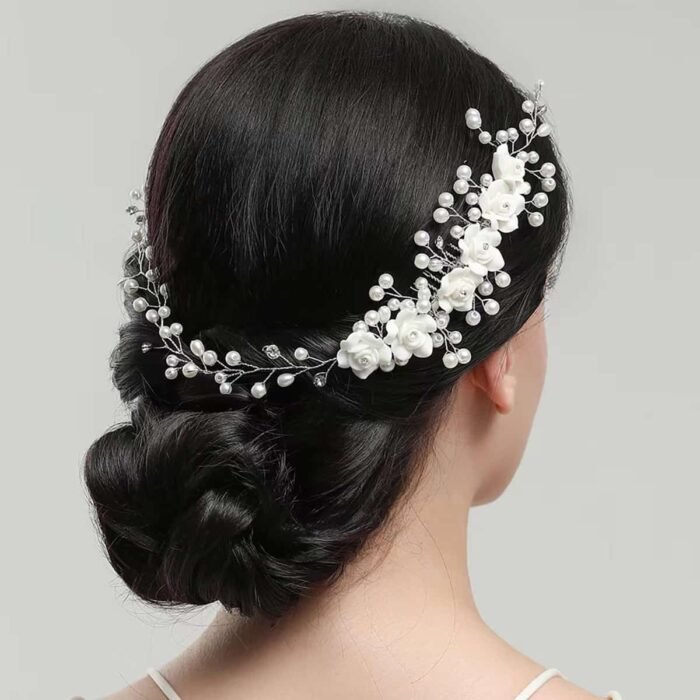 Children’s Beaded Pearl and Diamond Hairband for Weddings & Special Occasions - Image 2