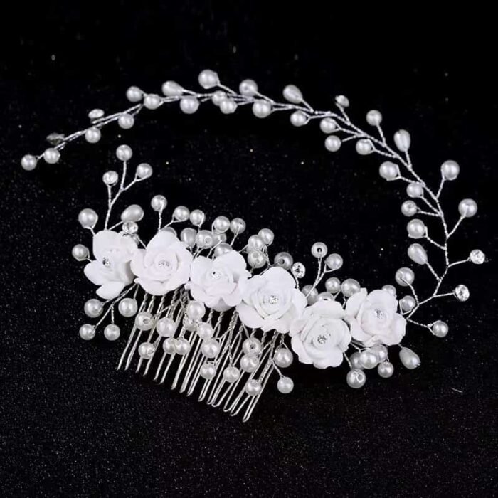 Children’s Beaded Pearl and Diamond Hairband for Weddings & Special Occasions - Image 4