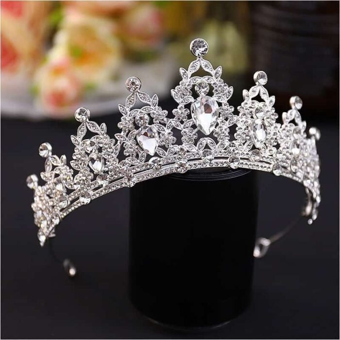 Princess Crystal Crown Tiara Headband for Women & Girls – Metal Alloy Bridal & Party Accessory (All Seasons) - Image 4