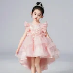 Kids Girls Sleeveless Ruffled Net layered Princess Party Dress Catwalk Performance Dress - Image 5