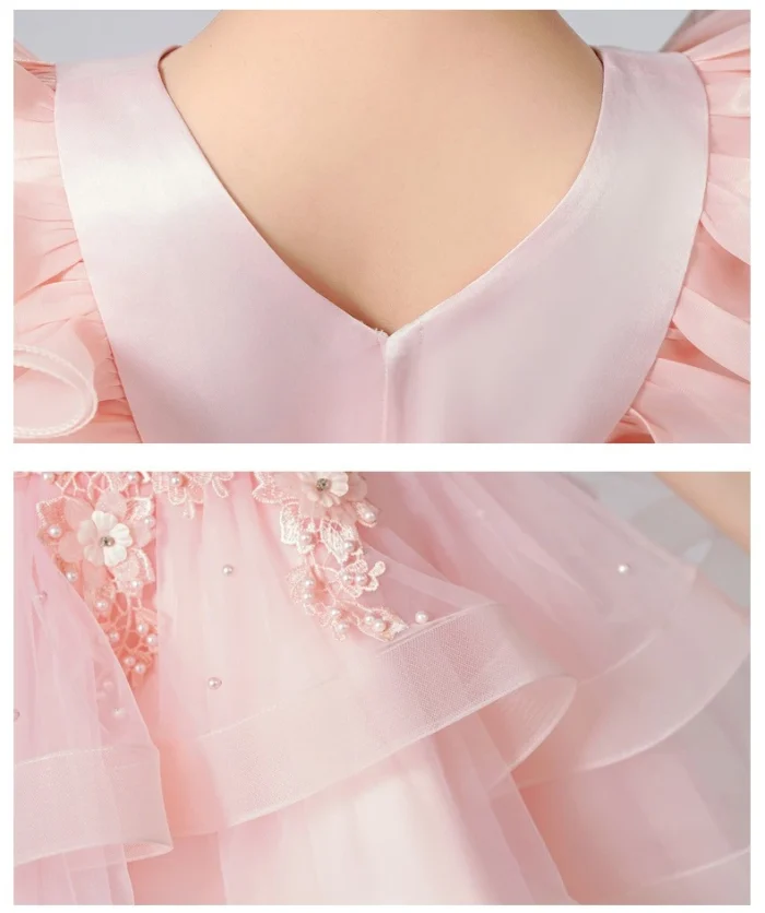 Kids Girls Sleeveless Ruffled Net layered Princess Party Dress Catwalk Performance Dress - Image 4